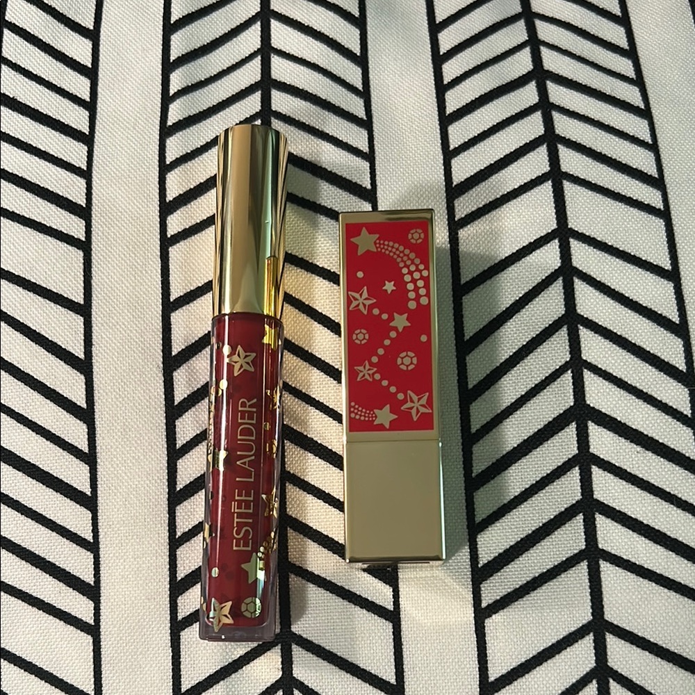 Estee Lauder Lip Set-Red Gloss & Pink Lipstick